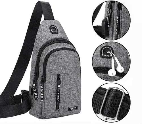 Vista 5 de Gecau Bolso bandolera multiusos - Bolso cruzado en el pecho - Mochila deportiva de senderismo - Mochila casual para hombres y mujeres