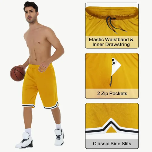 Vista 3 de JWM Pantalones cortos de baloncesto para hombre, de 11 pulgadas, de malla larga, atléticos, para gimnasio, entrenamiento, deportes, con bolsillos