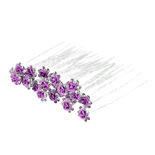 Vista 5 de inSowni Juego de 40 horquillas en forma de U con diamantes de imitación de rosas y 6 horquillas de perlas torcidas en caja de regalo para mujeres