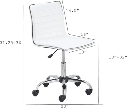Vista 3 de Silla de trabajo acanalada sin reposabrazos, Blanco