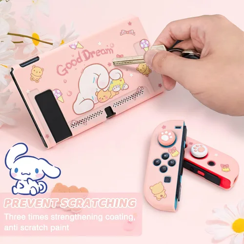 Vista 6 de DLseego Dockable Protective Case for Switch, Newest Pattern Cover with Anti-Scratch and Shock-Absorption Design Hard Cover with 2 pcs Thumb Grips