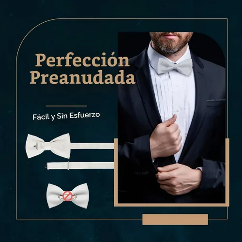 Vista 2 de Pajarita de esmoquin formal de satén preatada clásica para hombre, longitud ajustable, gran variedad de colores disponibles Negro