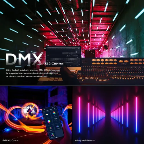 Vista 2 de GVM - Tubo de luz RGB con caja de luz, 2 paquetes de luz de varita de mano de 45 W, tubo de luz LED a todo color de 48 pulgadas, luz de palo