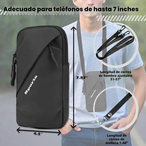 Vista 4 de Prime Comfort Funda para teléfono celular con correa cruzada ajustable, cordón para el cuello y correa para la muñeca, soporte para teléfono celular