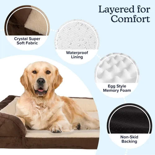 Vista 3 de PETMAKER Cama ortopédica para perros, sofá cama para perros de 42 pulgadas con cojín envolvente de apoyo y funda extraíble lavable, cama extragrande