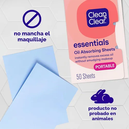 Vista 6 de Clean & Clear Hojas absorbentes de aceite Essentials, 50 unidades, paquete