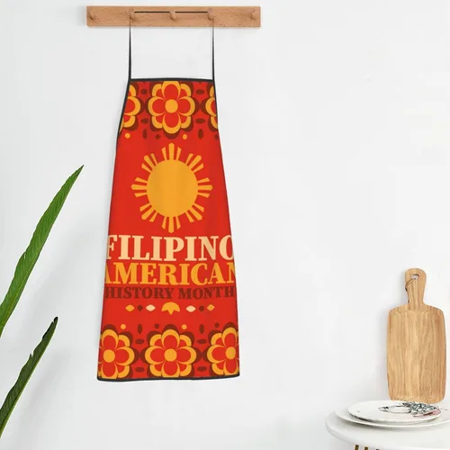 Vista 5 de Delantal del Mes de la Herencia Americana Filipina para mujeres y hombres, para hornear a la parrilla, jardinería, cocina, aseo, barbacoa, cocina