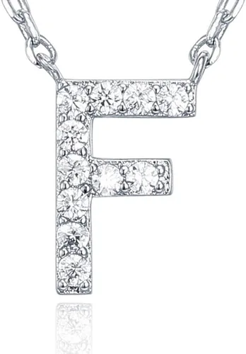Vista 137 de PAVOI 14K White Gold Plated Cubic Zirconia Initial Necklace Letter Dainty Necklaces for Women