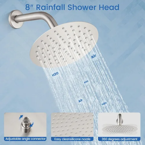 Vista 7 de Airuida Juego de sistema de ducha de lluvia de 3 funciones, combo de ducha de bañera de montaje en pared con ducha de mano y boquilla de bañera