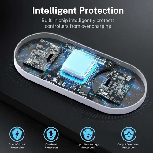 Vista 5 de Base de carga de controlador para PS5 VR2, estación de carga PSVR 2 con soporte de auriculares VR, cargador de controlador PS VR2 con indicador LED