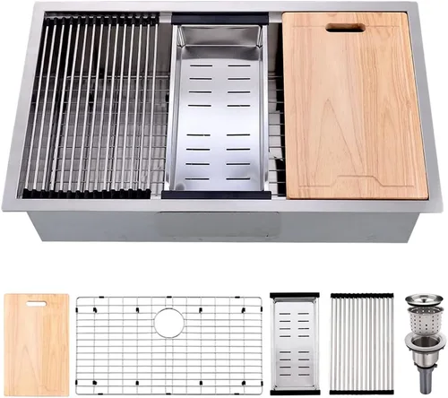 Vista 16 de Fregadero de Barra Negro Bajo Montaje, Fregadero de Cocina de 12 x 15 Pulgadas de Acero Inoxidable Negro Bajo Montaje, Cuenca Pequeña de Barra