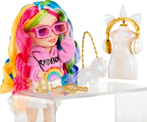 Vista 4 de Rainbow High Creative Crystals Amaya - Muñeca de moda Rainbow 11 de 11 pulgadas con kit para hacer accesorios de cristal, anillo para ti, bricolaje