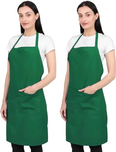 Vista 19 de Delantal de cocina de algodón resistente a las gotas de agua con delantales ajustables para mujer con bolsillos 8 opciones de color para cocinar