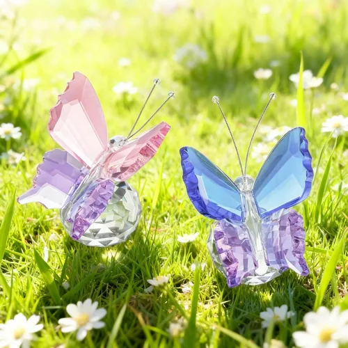 Vista 2 de 2 figuras de mariposa de cristal, pisapapapeles de cristal coleccionables 2 piezas-mariposa