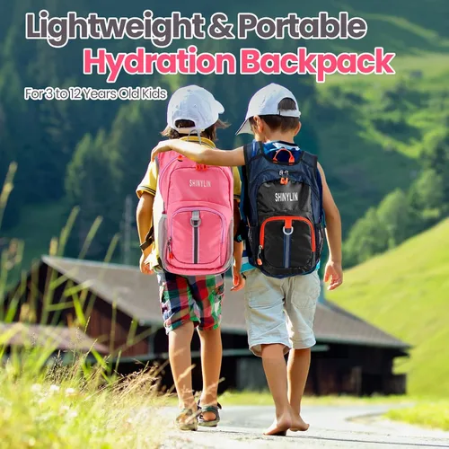 Vista 7 de Shinylin 2 piezas mochila de hidratación para niños con bolsa de agua de 1.5l mochila ligera para niños para senderismo mochila de agua para niños