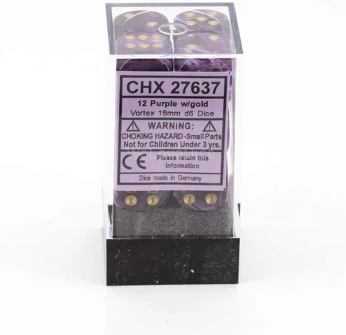 Vista 2 de DND - Juego de dados Chessex D&D de 0.630 in, juego de dados poliédricos de plástico vórtice morado y dorado, dados de mazmorras y dragones, incluye