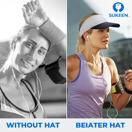 Vista 6 de Sukeen Visera elástica refrescante de tamaño libre con protección UV, visera pico para golf, tenis, ciclismo, correr