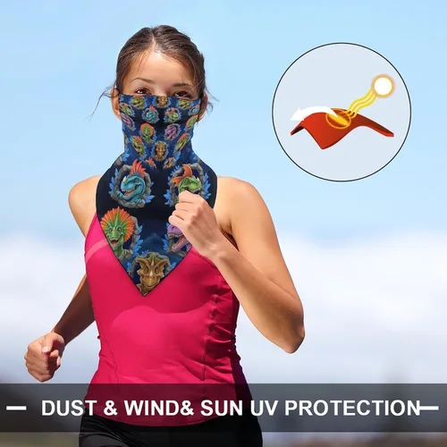 Vista 5 de Pañuelo de protección solar UV con lazo para las orejas, bufanda triangular reutilizable