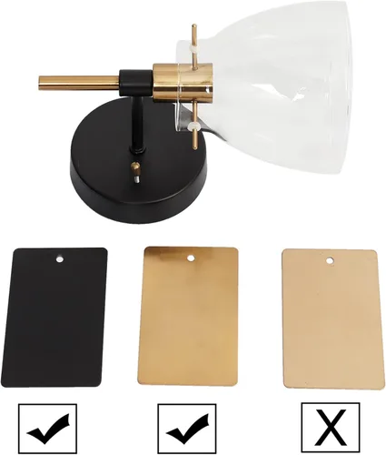 Vista 7 de ZEVNI Aplique de pared, apliques de pared de 1 luz, accesorios de pared de oro negro con pantalla de vidrio transparente de globo, 5 x 5.5 x 10 5 x