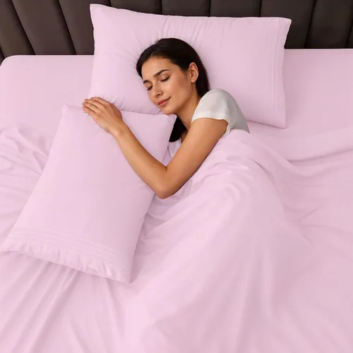 Vista 240 de LUX Décor - Juego de sábanas Twin de microfibra ultrasuave de 3 piezas con sábana encimera, sábana bajera de 16 pulgadas de profundidad y funda