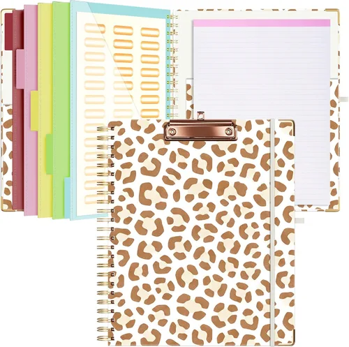 Vista 11 de Ospelelf Portapapeles con almacenamiento de 8.5 x 11, organizador de padfolio, cartera en espiral, tamaño carta con bloc de notas, soporte