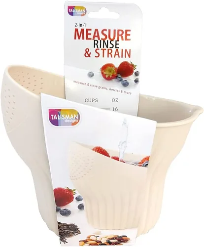 Vista 4 de Talisman Designs Enjuague y tensión 2 en 1 Capacidad para hasta 2 tazas Colador de alimentos Cesta de lavado de frutas Colador y colador