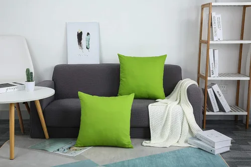 Vista 7 de TangDepot - Funda de almohada decorativa de algodón sólido, 12 x 12 pulgadas, verde manzana