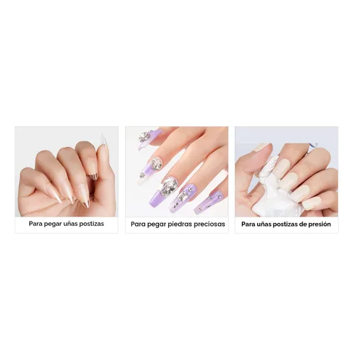 Vista 5 de Pegamento de uñas sólido CurvLife para uñas a presión, 15g de pegamento de gel sólido Curv Life para puntas de uñas, kit de pegamento sólido