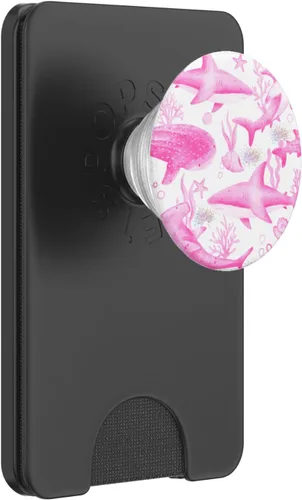 Vista 7 de Divertida cabeza de tiburón, cabeza de martillo, tiburón, lindo patrón de tiburón rosa, PopSockets intercambiables PopGrip