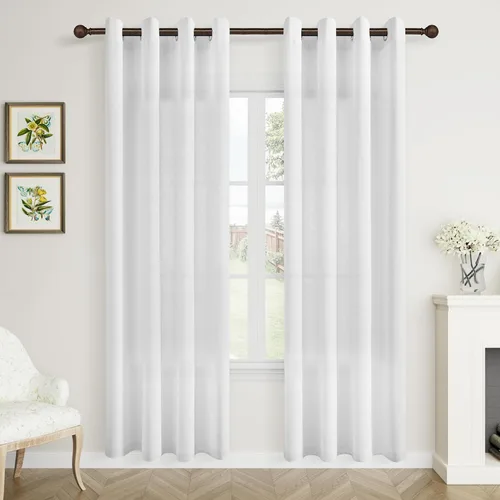 Vista 12 de Cortinas de lino negro para dormitorio y sala de estar de 84 pulgadas de largo, juego de 2 paneles, para habitación de niños, filtro de luz