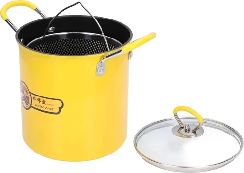 Vista 9 de Olla para freidora, freidora pequeña de 3 litros con cesta, olla de espárragos de acero inoxidable con filtración de aceite para papas fritas