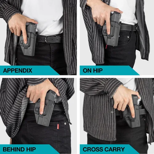 Vista 5 de Funda Taurus TH9 TH9C, funda OWB para pistola Taurus TH9/TH9C de 0.354 in, retención de nivel II con liberación de dedo índice, paleta ajustable