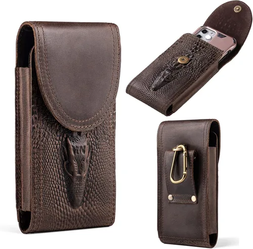 Vista 7 de Funda de cuero genuino para iPhone 17 Pro Max 16 Pro Max 15 Pro Max 14 Pro Max 13 Pro Max Samsung Galaxy A15 S25 Ultra Note9 Funda con clip