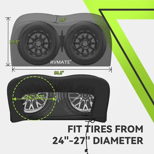Vista 3 de Cubiertas para neumáticos de autocaravana, cubierta de rueda de doble eje (paquete de 2) se adapta a neumáticos de 24 a 27 pulgadas, impermeables