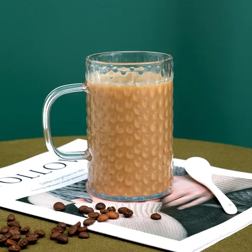 Vista 5 de Juego de 4 tazas de café transparentes irrompibles con asa, plástico reutilizable de 16 onzas, aptas para lavavajillas