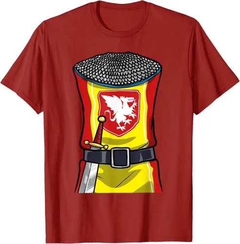 Vista 53 de Disfraz medieval de caballero de Halloween, camiseta para niños con espada de armadura, Negro, S
