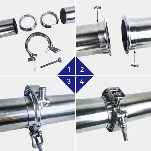 Vista 6 de HFS® Abrazadera de banda V de acero inoxidable 304 con brida macho hembra de liberación rápida para sistema de escape (1.75 PULGADAS)