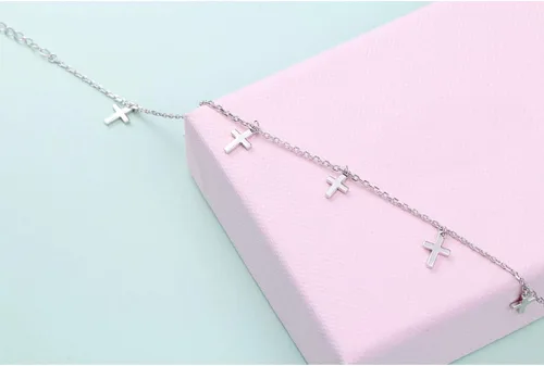 Vista 5 de Gargantilla de plata esterlina con colgante de cadena de disco para mujer, 13+3 pulgadas