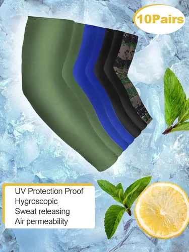 Vista 2 de 8 pares de mangas de enfriamiento unisex con protección UV para brazo de seda de hielo