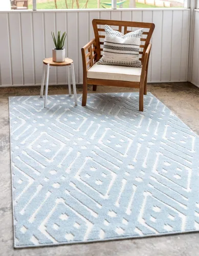 Vista 13 de Unique Loom Sabrina Soto Outdoor Collection - Alfombra geométrica, moderna, vibrante y enrejada contemporánea, 2 pies 0 pulgadas x 6 pies