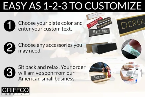 Vista 2 de Placa de nombre personalizada, sin soporte, 2 x 8 pulgadas, personalizable