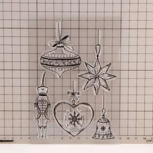 Vista 3 de Bolas de Navidad transparentes para hacer tarjetas de Navidad o diarios, adornos decorativos de Navidad con estrellas colgantes, sellos de silicona