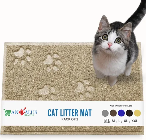 Vista 26 de Andalus Tapete Pequeño para Arena de Gatos, Paquete de 2 - Impermeable, Antideslizante y Fácil de Limpiar, Tapete para Caja de Arena de Gatos