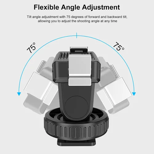 Vista 6 de PULUZ Soporte de montaje rápido para DJI Osmo Action 5 Pro/4/3, zapata fría con agujero de tornillo de 1/4 pulgadas y ajuste de inclinación de 75°