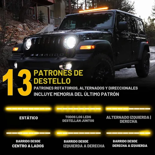 Vista 3 de Barra de luz estroboscópica de emergencia de 32 LED, aviso de tráfico, control de pantalla digital, luces de seguridad, advertencia y precaución