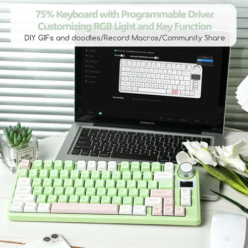 Vista 6 de EPOMAKER TH80-X - Teclado mecánico de junta, 75% de diseño, triple modo de intercambio en caliente, teclado para juegos con batería de 4000 mAh