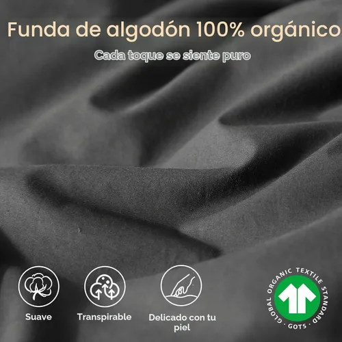 Vista 3 de Edredón de Plumas Tamaño Full, Edredón de Cama Estilo Hotel, 750+ Poder de Relleno, 1200TC, Tela de Algodón 100% Orgánico, Inserto de Edredón Gris