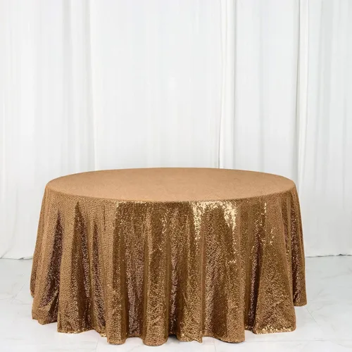 Vista 16 de Efavormart - Mantel redondo de lentejuelas brillantes de 120 pulgadas para banquetes de boda, fiesta, decoración del hogar