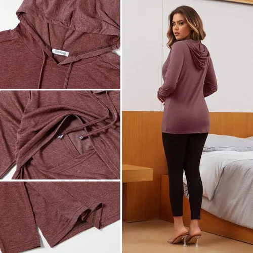 Vista 220 de GINKANA Sudadera con capucha para mujer, manga larga, lactancia materna, ropa casual