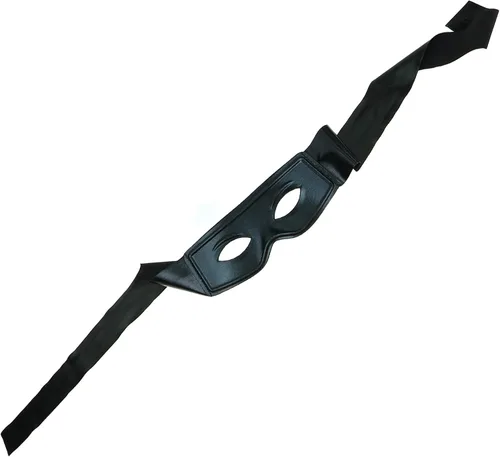 Vista 4 de Skeleteen Máscara de ladrón negra para mascarada, máscara de ladrón de banco, con cuerdas de corbata